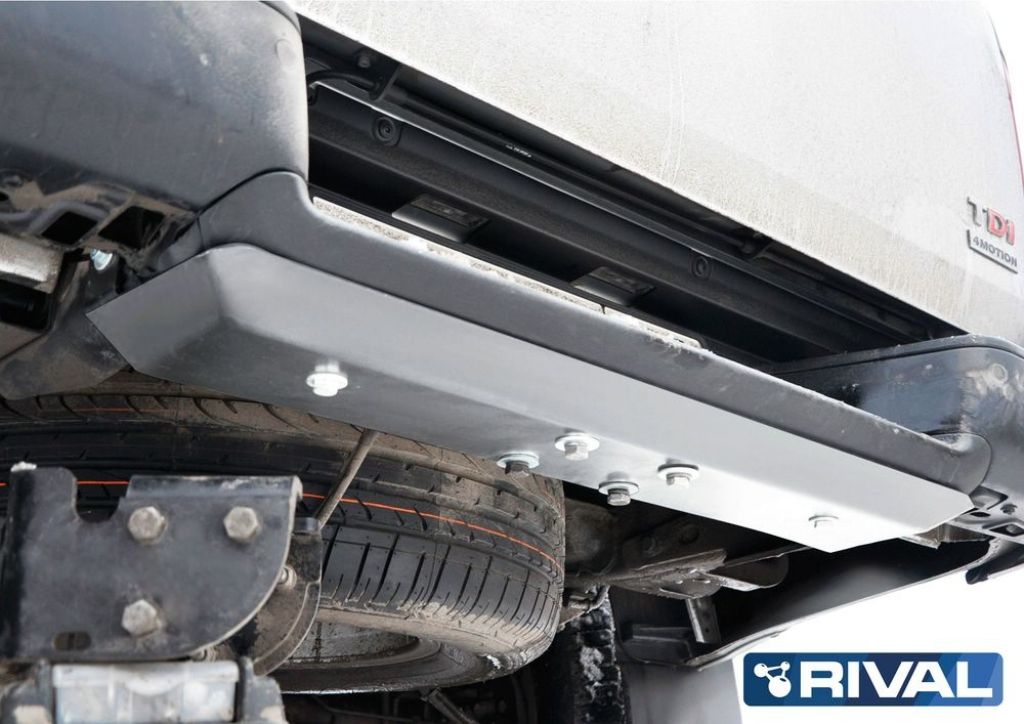 Защита заднего бампера алюминий + крепеж RIVAL V 2.0TDI; 3.0TDI - Volkswagen Amarok - Защита картера, кпп и топливного бака