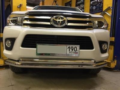 Защита переднего бампера двойная d76/60 - Toyota Hilux 2015-2024 - Защита переднего бампера  - 