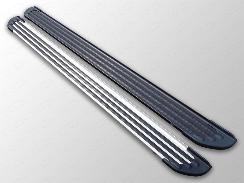 Пороги алюминиевые `Slim Line Black / Silver` 1920 мм - Toyota Hilux 2015-2022 - Пороги - 