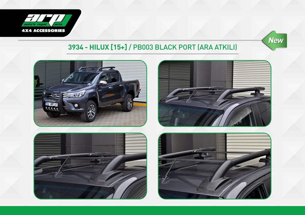 Рейлинги из алюминиевых труб Maxport Black - Toyota Hilux 2015-2023 - Рейлинги - 