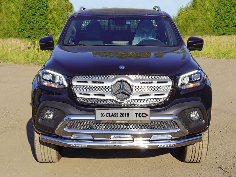 Защита передняя нижняя (с ДХО) 76,1 мм. - Mercedes X-Class - Защита переднего бампера - 