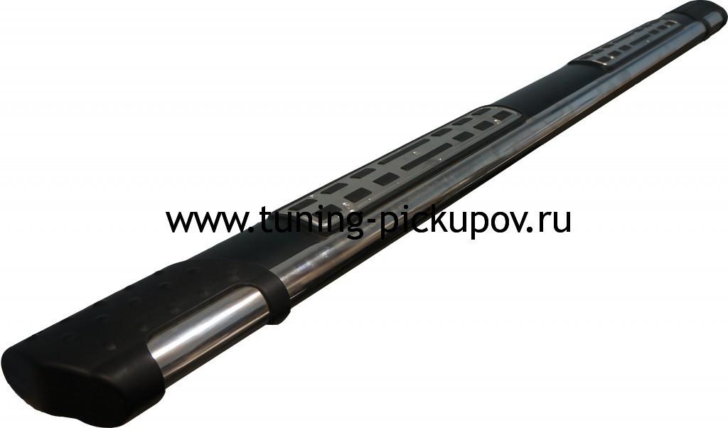 Пороги алюминиевые (Emerald Black) Triton - Mitsubishi L200 2006-2015 - Пороги