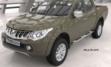 Пороги алюминиевые (Emerald silver) - Mitsubishi L200 2015-2024 - Пороги