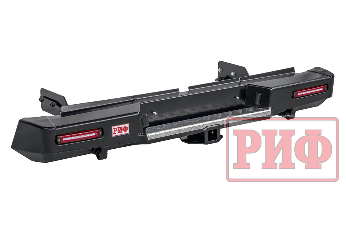 Mitsubishi / L200 2015-2024 / Бампер задний / Бампер задний усиленный с квадратом под фаркоп и фонарями, L200 NEW 2019+