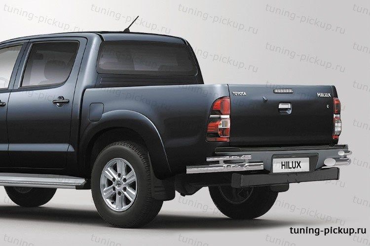 Защита задняя уголки двойные (компл 2 шт.) d 76/42 - Toyota Hilux 2011-2015 - Защита заднего бампера - 