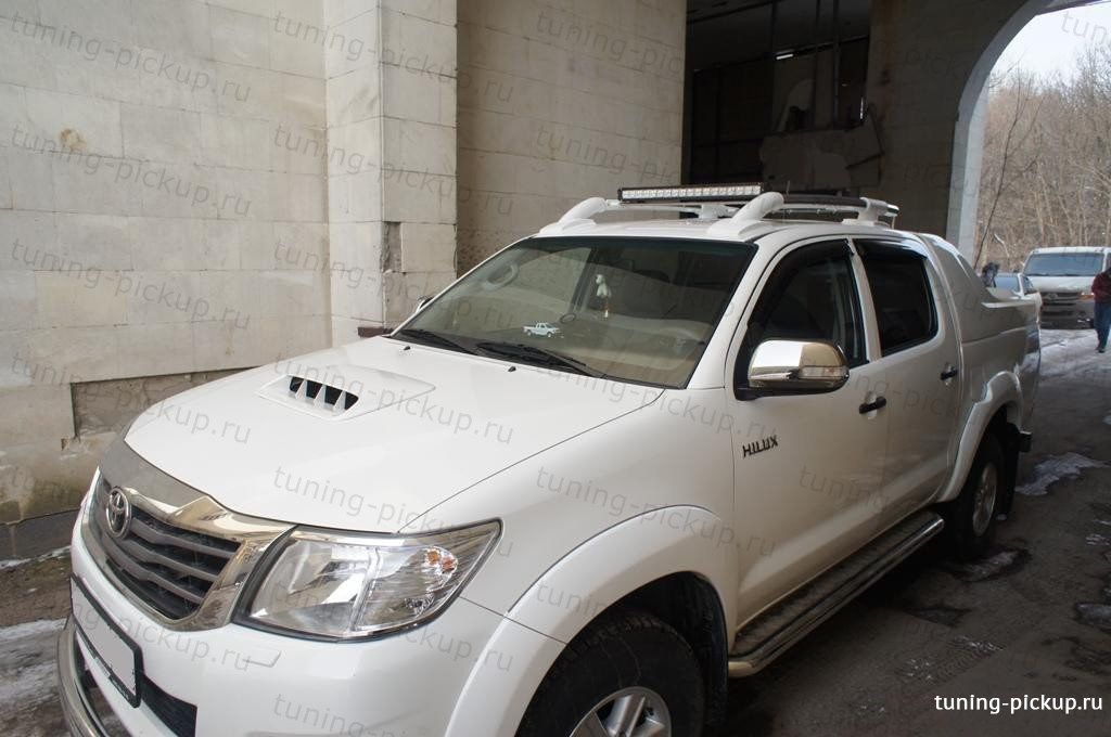 Рейлинги из алюминиевых труб Maxport White/Chrome - Toyota Hilux 2011-2015 - Багажник на крышу - 