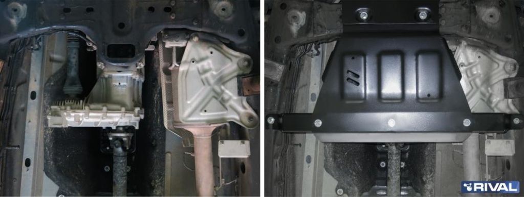 Защита РК стальная + комплект крепежа Rival V 2.0TDI; 3.0TDI - Volkswagen Amarok - Защита картера, кпп и топливного бака