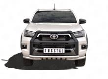 Защита переднего бампера d63 секции-d63 уголки+клыки - Toyota Hilux 2015-2024 - Защита переднего бампера 