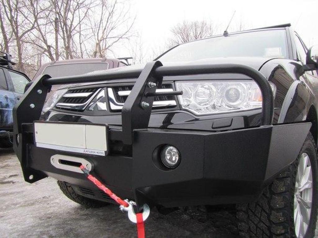 Бампер передний усиленный DDR Triton с доп. фарами и кенгурином - Mitsubishi L200 2006-2015 - Бампер передний - 