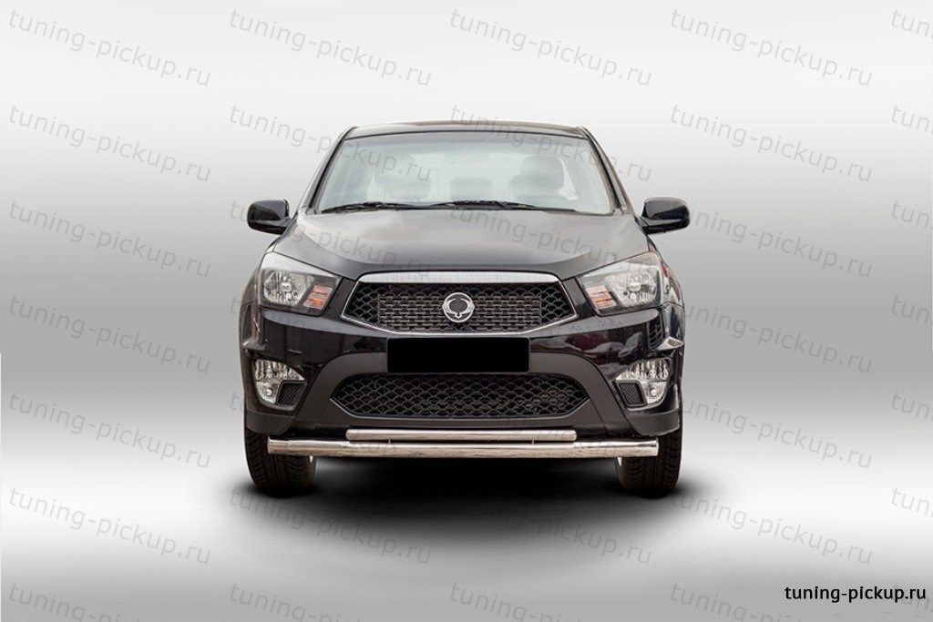 Защита переднего бампера труба d76/42 двойная - Ssang Yong - Защита переднего бампера - 