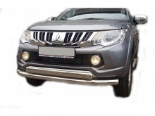 Защита переднего бампера d76/75х42 (овал) - Mitsubishi L200 2015-2024 - Защита переднего бампера