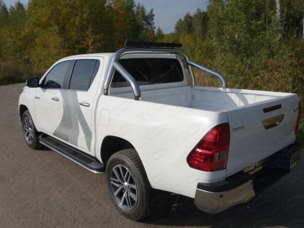 Дуга в кузов 76,1 мм. со светодиодной фарой - Toyota Hilux 2015-2024 - Защитные дуги