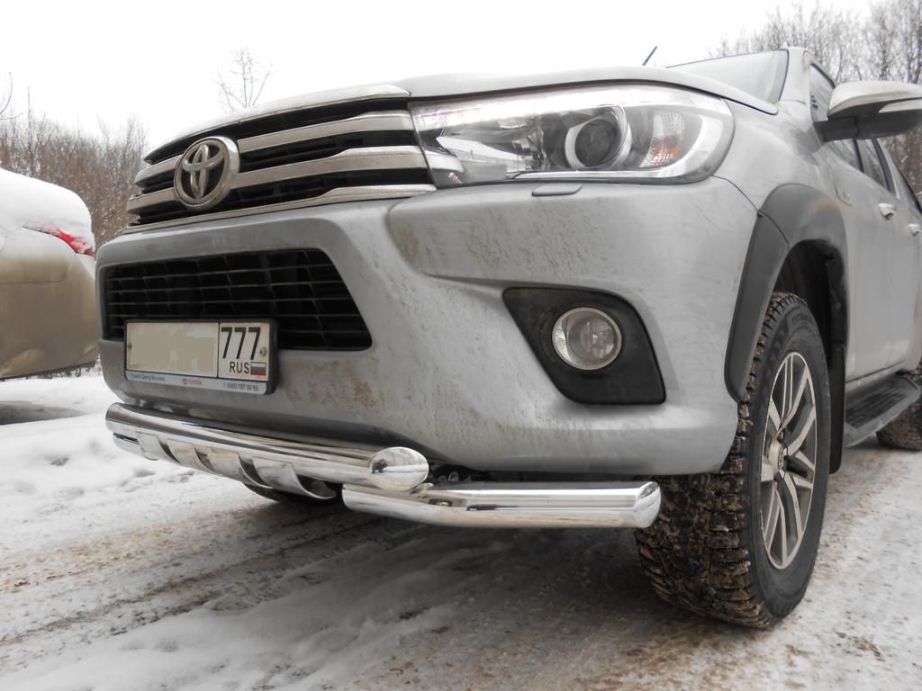 Защита переднего бампера d-76 с доп.накладками - Toyota Hilux 2015-2024 - Защита переднего бампера  - 