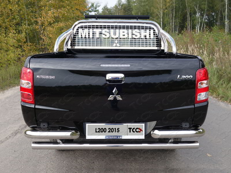 Защитная дуга кузова и заднего стекла 75х42 мм со светодиодной фарой (для кузова) - Mitsubishi L200 2015-2021 - Защитные дуги в кузов - 