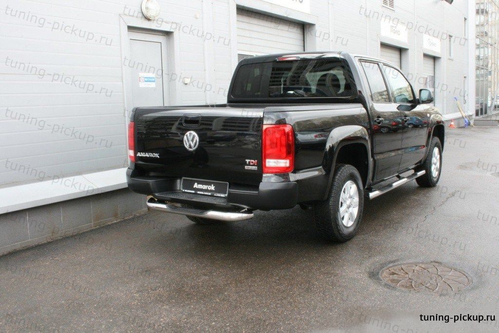 Защита заднего бампера  d 76 ступень короткая  - Volkswagen Amarok - Защита заднего бампера