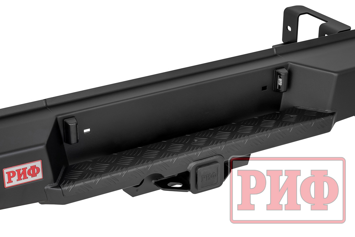 Changan Hunter / Бампер задний / Бампер РИФ силовой задний Changan Hunter Plus с квадратом под фаркоп и фонарями