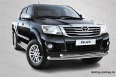 Защита переднего бампера труба d 76/60 двойная - Toyota Hilux 2011-2015 - Защита переднего бампера