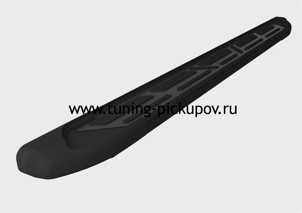 Пороги алюминиевые (Corund Black) Triton - Mitsubishi L200 2006-2015 - Пороги