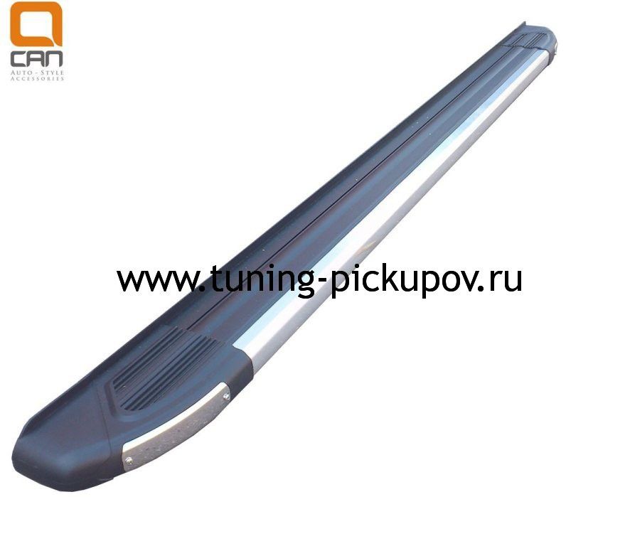 Пороги алюминиевые (Brillant) Triton (черн/нерж) - Mitsubishi L200 2006-2015 - Пороги