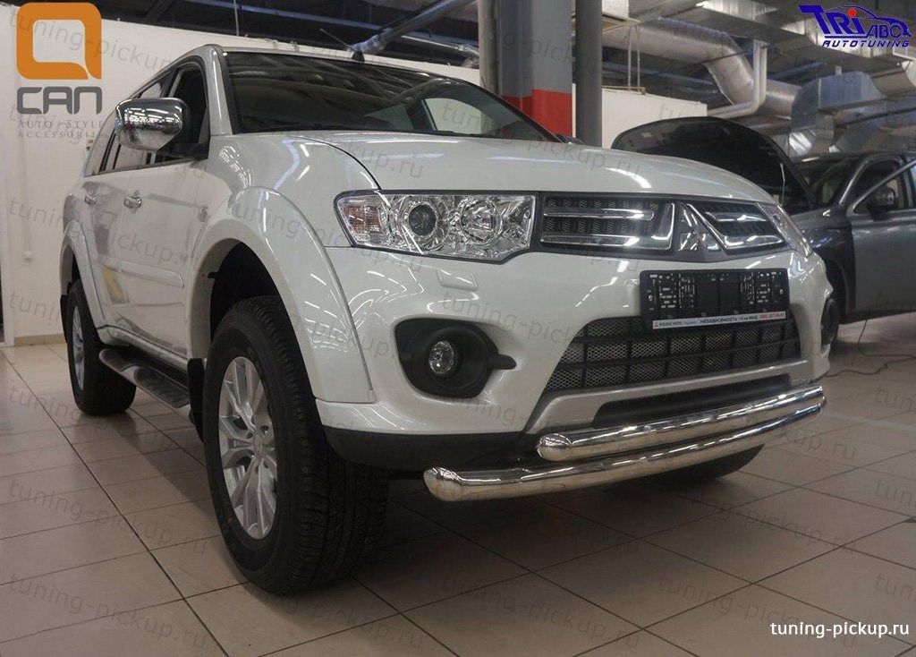 Защита переднего бампера d 76/60 - Mitsubishi L200 2006-2015 - Защита переднего бампера
