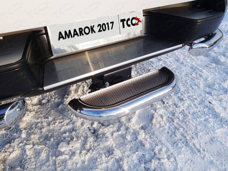 Задняя подножка (нерж. лист) 60,3 мм (под фаркоп)   - Volkswagen Amarok - Защита заднего бампера - 