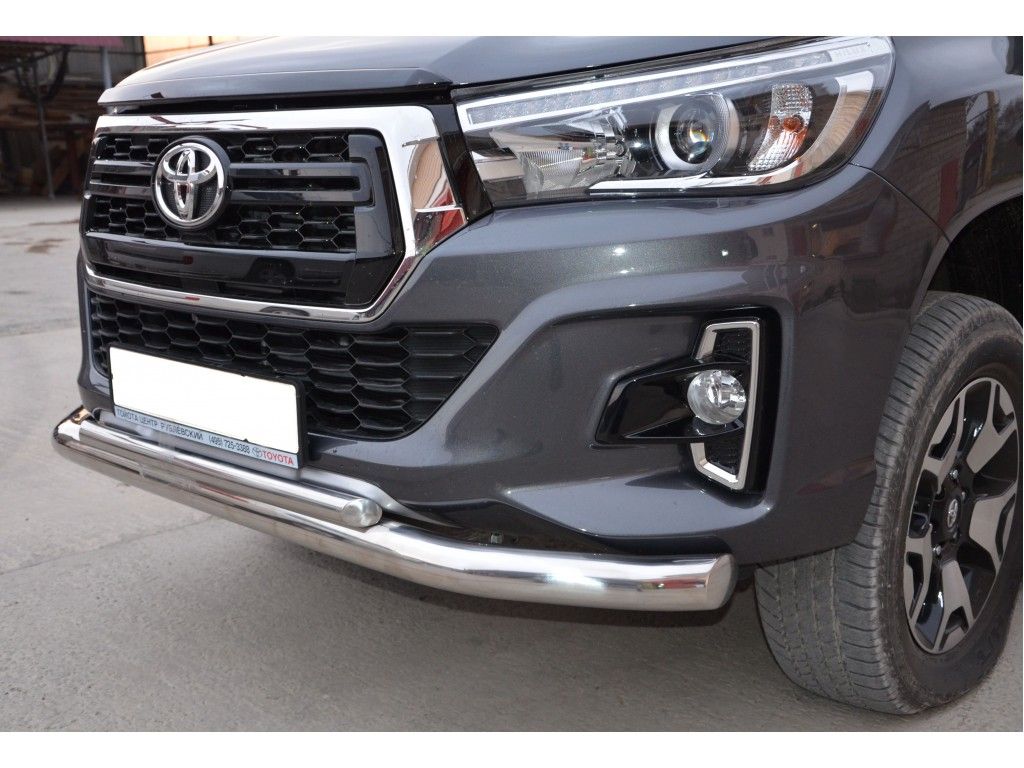 Toyota Hilux / Защита переднего бампера / Защита переднего бампера (двойная) d76/60 для ONYX и EXCLUSIVE