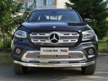 Защита передняя нижняя (овальная с ДХО) 75х42 мм. - Mercedes X-Class - Защита переднего бампера