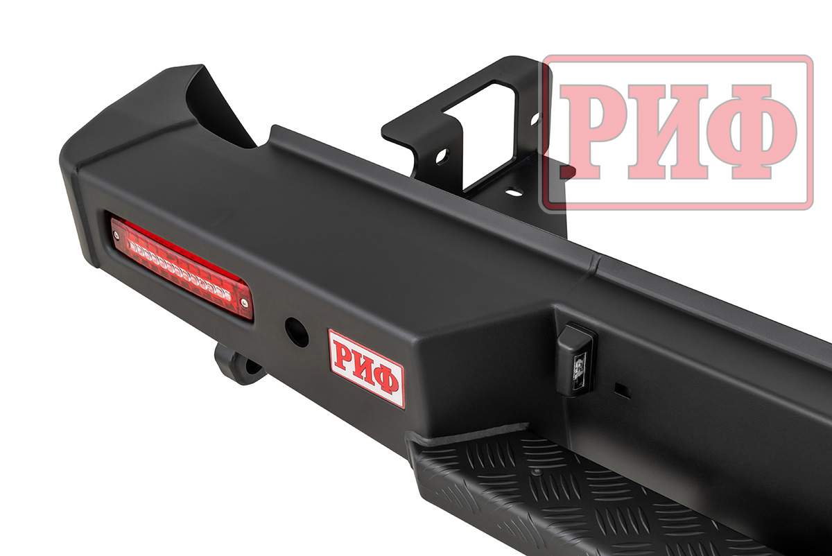 Changan Hunter / Бампер задний / Бампер РИФ силовой задний Changan Hunter Plus с квадратом под фаркоп и фонарями