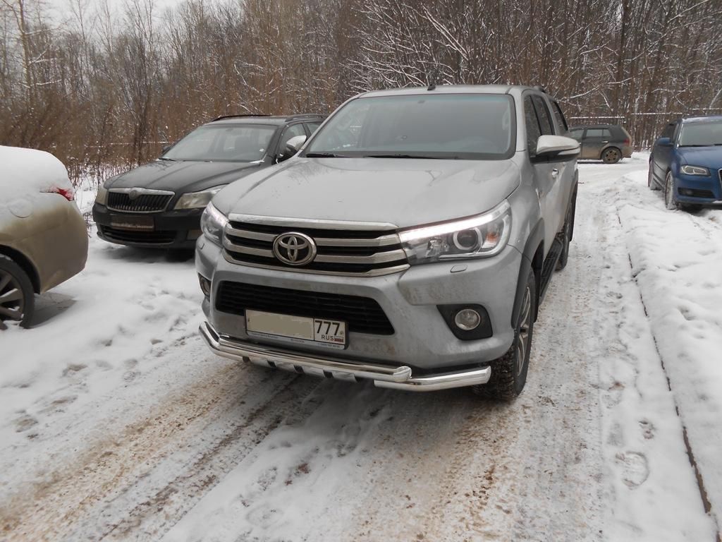 Защита переднего бампера d-76 с доп.накладками - Toyota Hilux 2015-2024 - Защита переднего бампера  - 