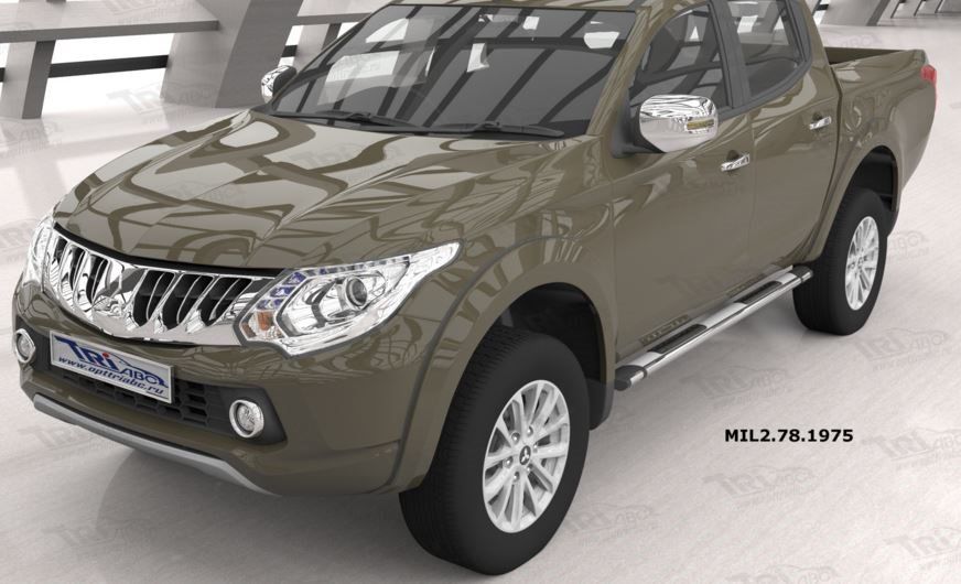 Mitsubishi / L200 2015-2024 / Пороги / Пороги алюминиевые (Emerald silver)