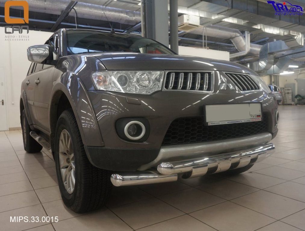 Защита переднего бампера Triton кроме комплектации Invite d 76 - Mitsubishi L200 2006-2015 - Защита переднего бампера