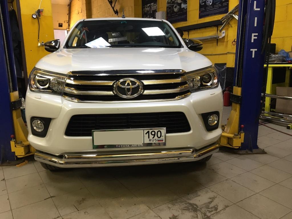 Защита переднего бампера двойная d76/60 - Toyota Hilux 2015-2024 - Защита переднего бампера  - 