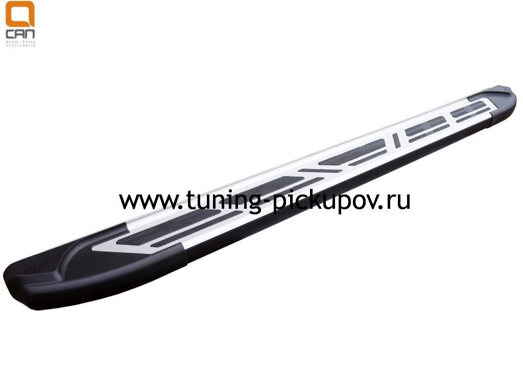 Пороги алюминиевые (Corund Silver) Triton - Mitsubishi L200 2006-2015 - Пороги