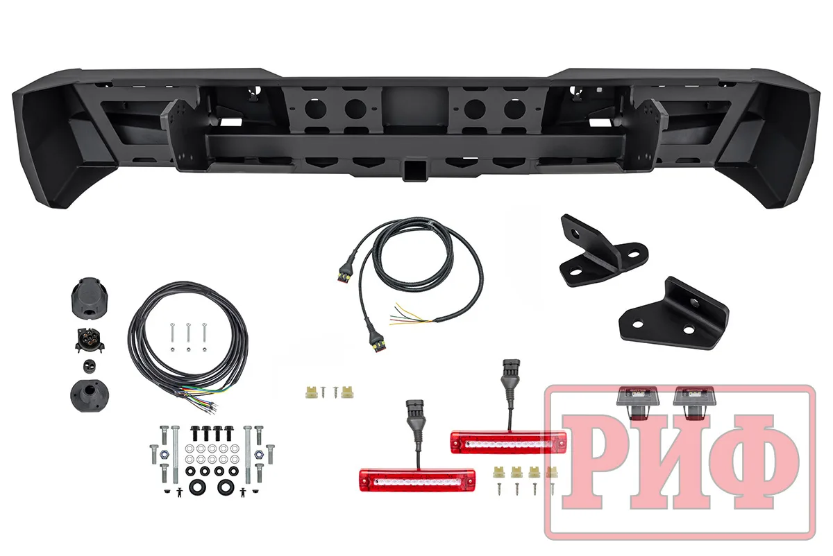 Great Wall / Poer / Бампер задний / Бампер РИФ силовой задний с квадратом под фаркоп и фонарями