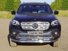 Защита передняя нижняя (с ДХО) 76,1 мм. - Mercedes X-Class - Защита переднего бампера