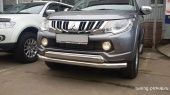 Защита передняя нижняя (двойная) 76,1/75 мм.  - Mitsubishi L200 2015-2024 - Защита переднего бампера