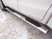 Пороги овальные с накладкой 120х60 мм - Volkswagen Amarok - Пороги