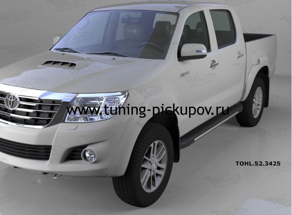 Пороги алюминиевые (Onyx) - Toyota Hilux 2011-2015 - Пороги