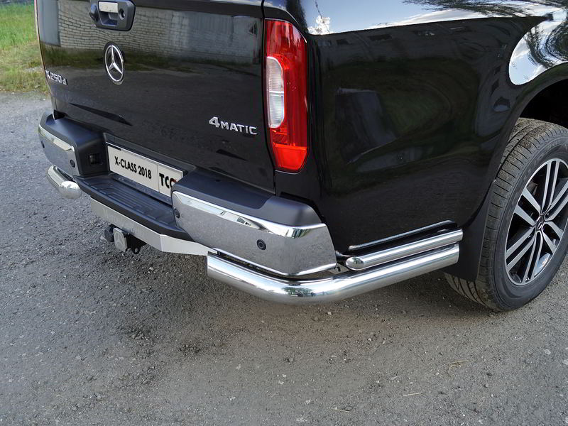 Защита задняя (уголки двойные) 76,1/42,4 мм - Mercedes X-Class - Защита заднего бампера - 