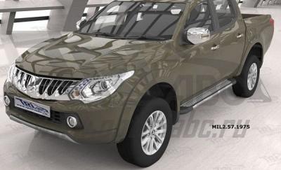 Пороги алюминиевые (Topaz) - Mitsubishi L200 2015-2024 - Пороги - 