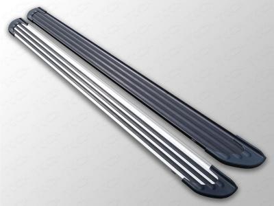 Пороги алюминиевые `Slim Line Black / Silver` 1920 мм - Toyota Hilux 2015-2024 - Пороги - 