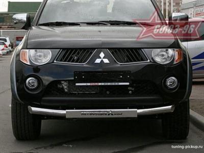 Защита переднего бампера d 76 (c накладкой) - Mitsubishi L200 2006-2015 - Защита переднего бампера - 