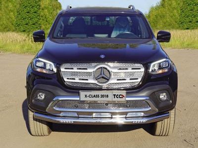 Защита передняя нижняя (с ДХО) 76,1 мм. - Mercedes X-Class - Защита переднего бампера - 