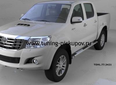 Пороги алюминиевые (Emerald Black) - Toyota Hilux 2011-2015 - Пороги - 