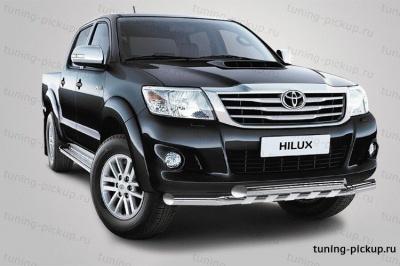 Защита переднего бампера с декоративными элементами d 60/42 двойная - Toyota Hilux 2011-2015 - Защита переднего бампера - 