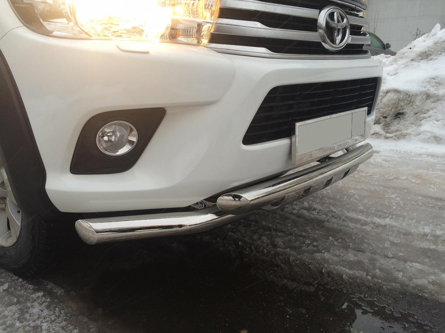 Защита переднего бампера d-76 с доп.накладками - Toyota Hilux 2015-2024 - Защита переднего бампера  - 