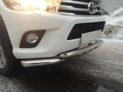 Защита переднего бампера d-76 с доп.накладками - Toyota Hilux 2015-2024 - Защита переднего бампера  - 