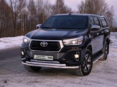 Защита переднего бампера (двойная) 60,3/60,3 мм - Toyota Hilux 2015-2024 - Защита переднего бампера  - 