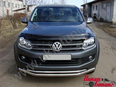 Защита переднего бампера (двойная) 76х42мм - Volkswagen Amarok - Защита переднего бампера - 