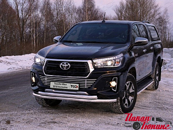 Toyota Hilux / Защита переднего бампера / Защита переднего бампера (двойная) 60,3/60,3 мм